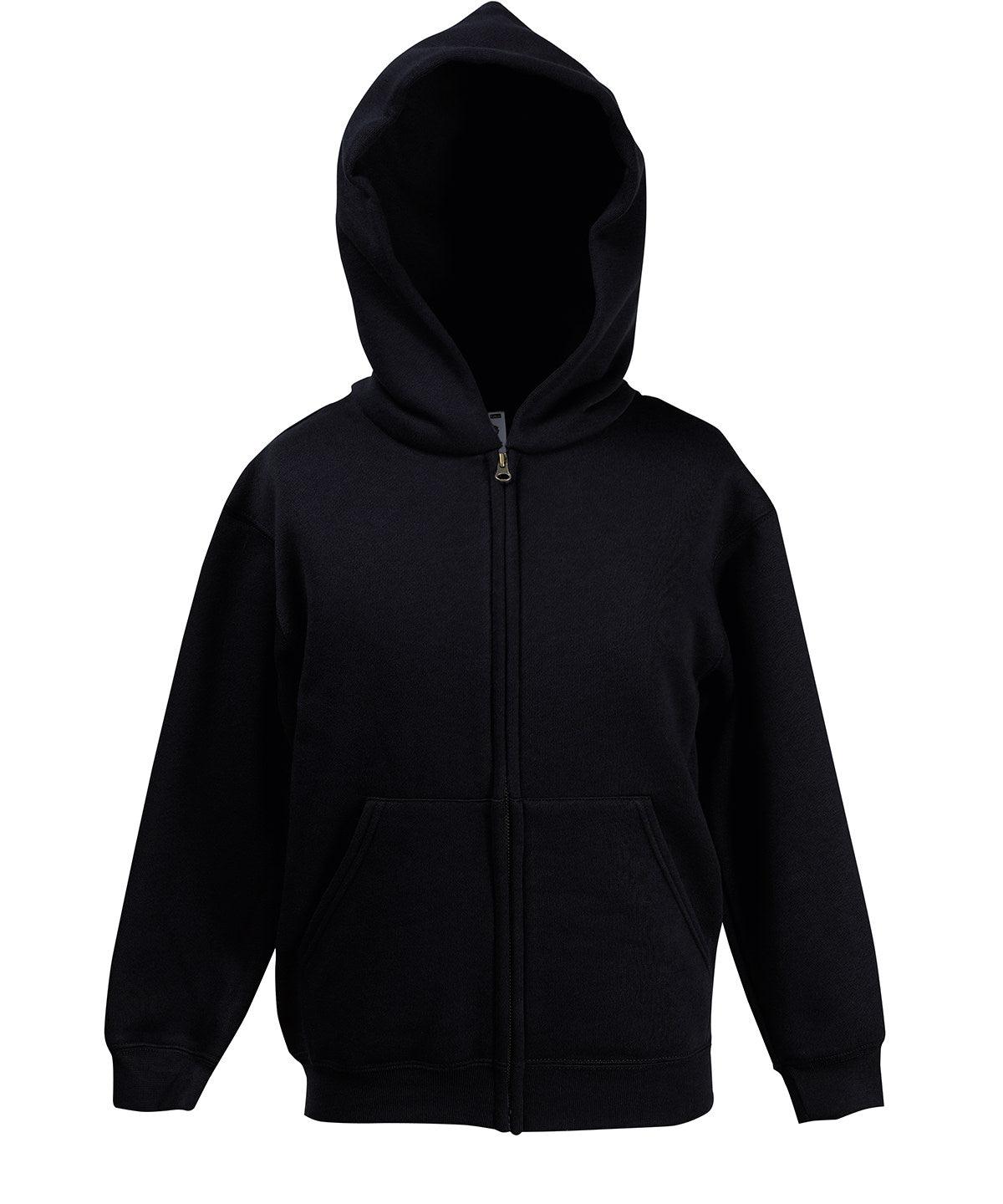 Black - Kids premium hooded sweatshirt jacket Hoodies Fruit of the Loom Hoodies, Junior, Must Haves Schoolwear Centres