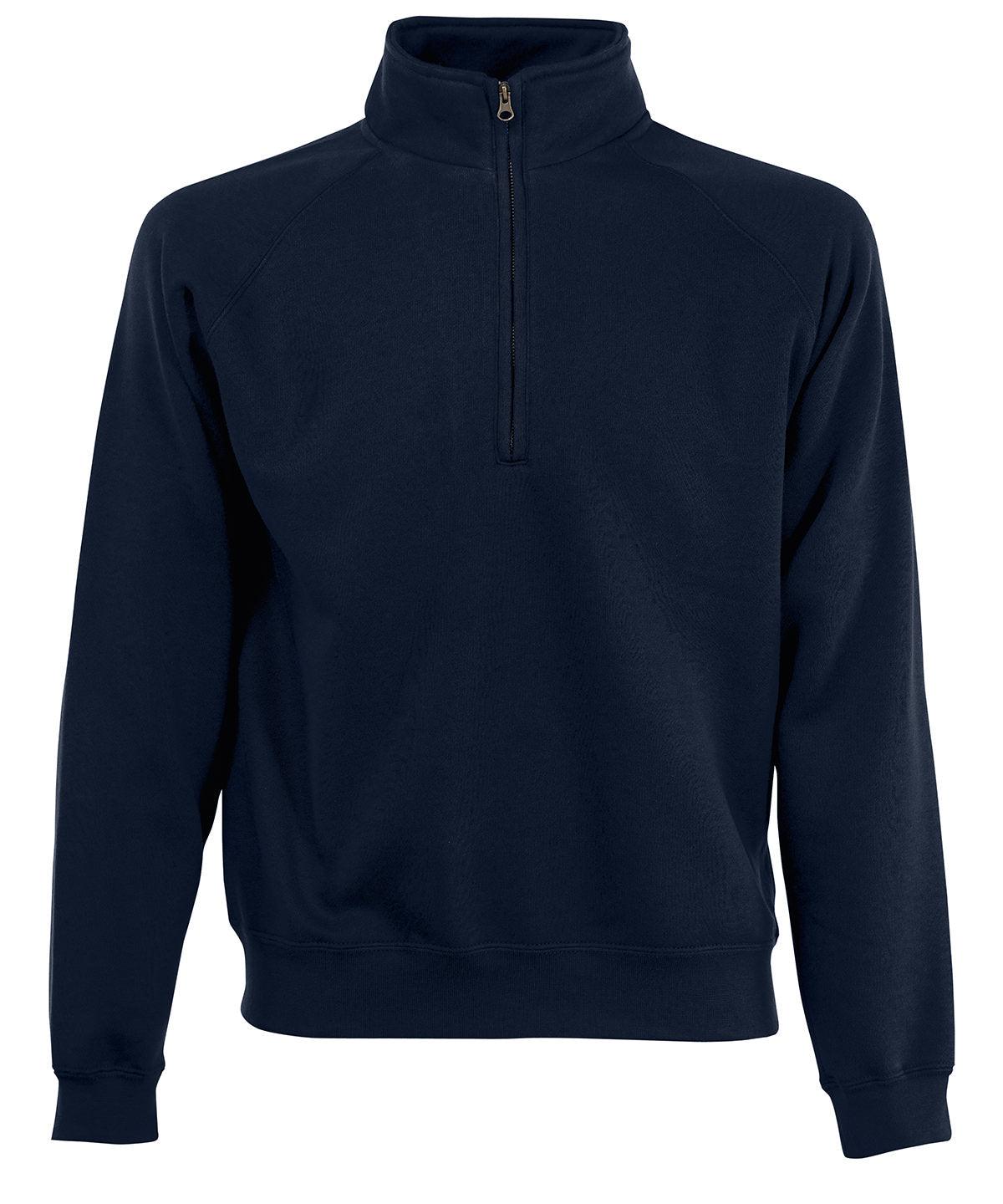 Deep Navy* - Premium 70/30 zip-neck sweatshirt Sweatshirts Fruit of the Loom Must Haves, New Sizes for 2023, Sweatshirts Schoolwear Centres