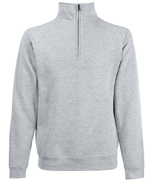 Heather Grey* - Premium 70/30 zip-neck sweatshirt Sweatshirts Fruit of the Loom Must Haves, New Sizes for 2023, Sweatshirts Schoolwear Centres