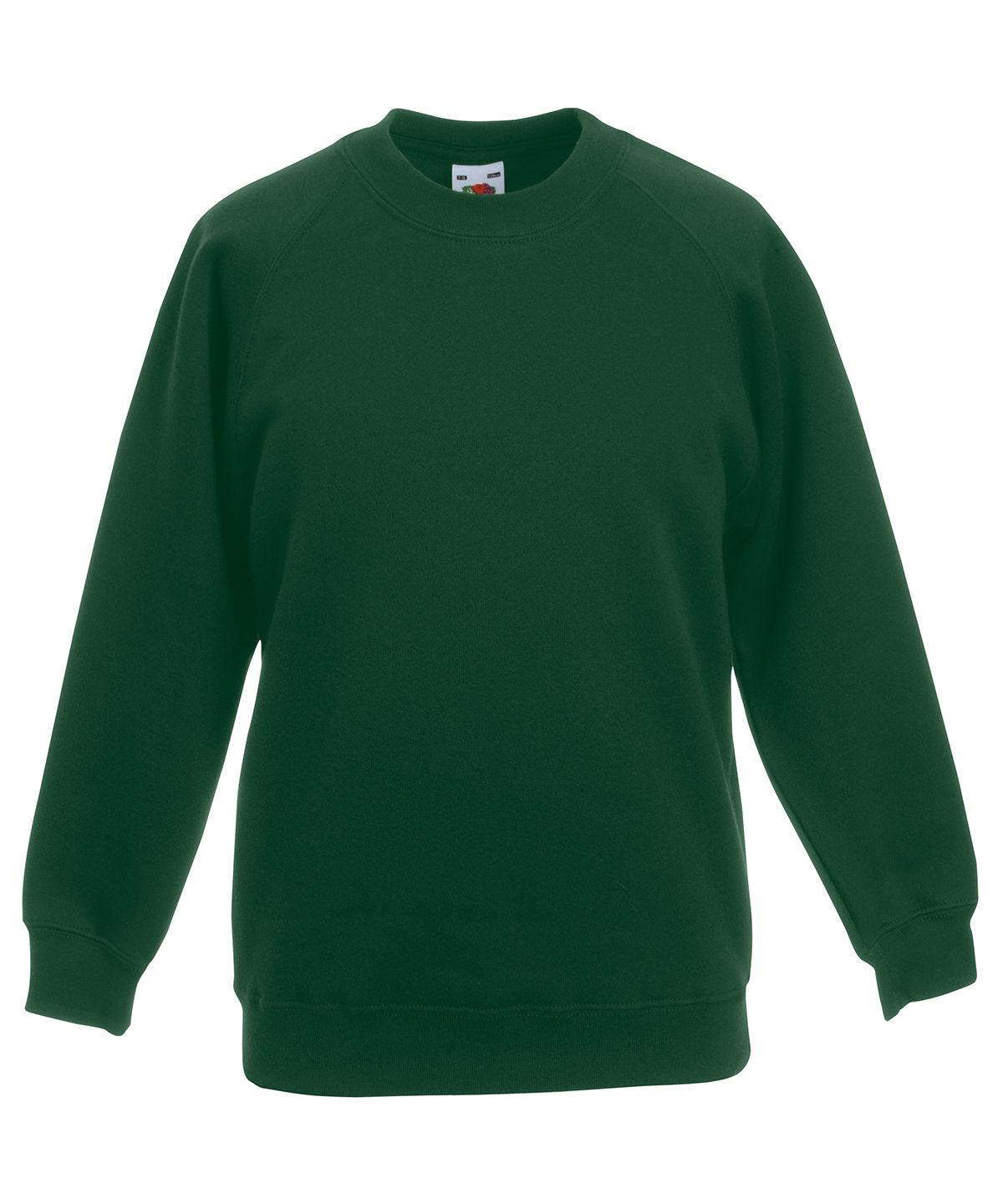 Bottle Green - Premium 70/30 kids raglan sweatshirt Sweatshirts Fruit of the Loom Junior, Sweatshirts Schoolwear Centres