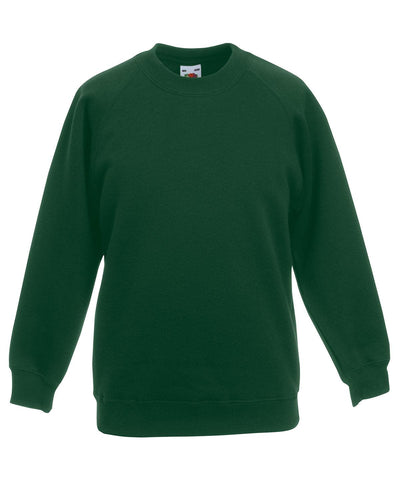 Bottle Green - Premium 70/30 kids raglan sweatshirt Sweatshirts Fruit of the Loom Junior, Sweatshirts Schoolwear Centres