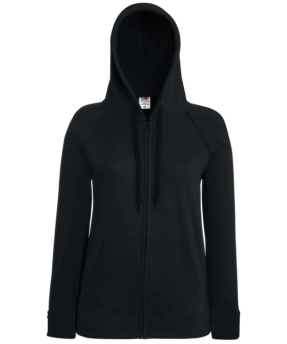 Black - Women's lightweight hooded sweatshirt jacket Hoodies Fruit of the Loom Hoodies, Raladeal - Recently Added, Women's Fashion Schoolwear Centres