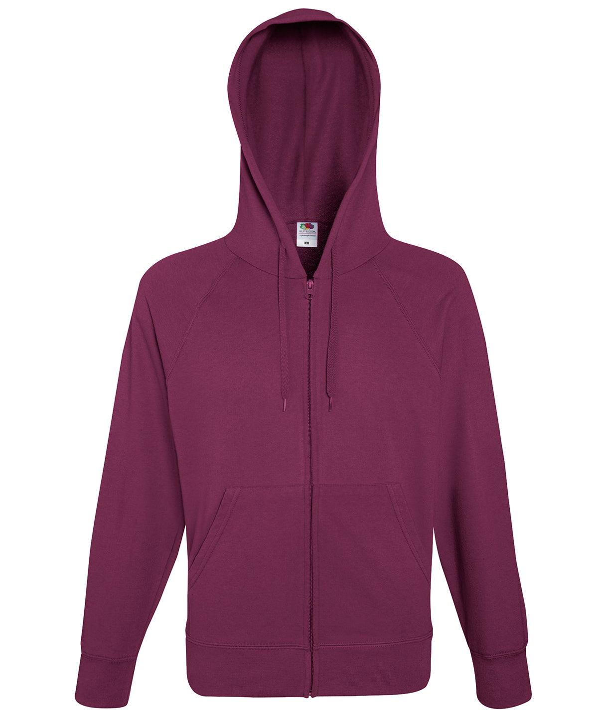 Burgundy - Lightweight hooded sweatshirt jacket Hoodies Fruit of the Loom Hoodies Schoolwear Centres