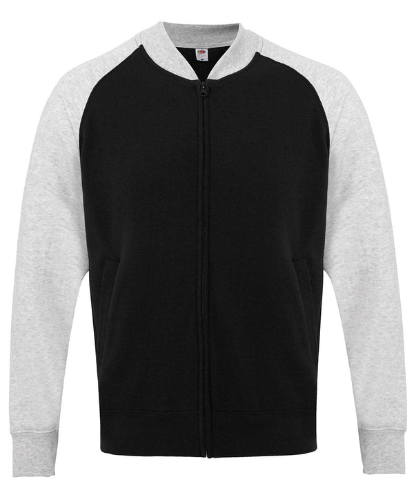 Black/Heather Grey - Baseball sweatshirt jacket Jackets Fruit of the Loom Jackets & Coats, Lightweight layers Schoolwear Centres