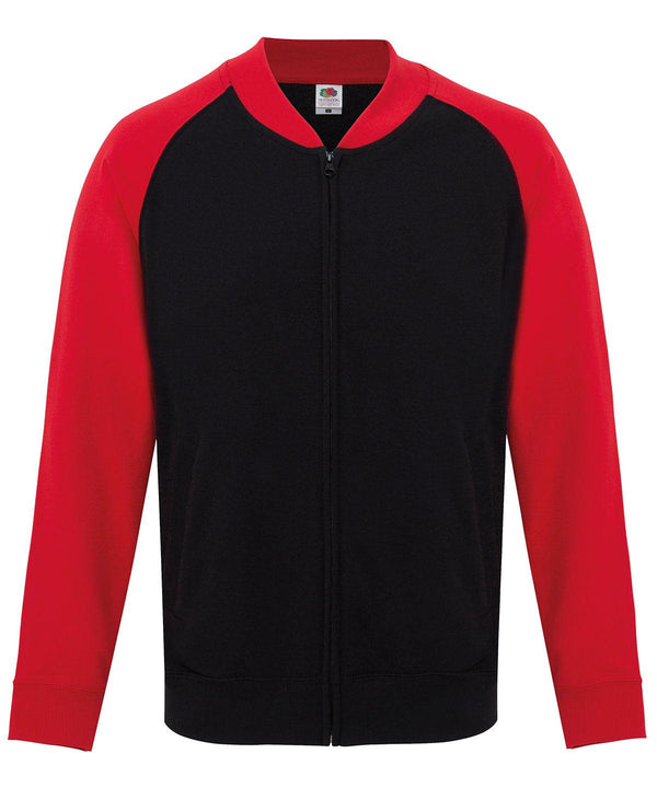Black/Red - Baseball sweatshirt jacket Jackets Fruit of the Loom Jackets & Coats, Lightweight layers Schoolwear Centres
