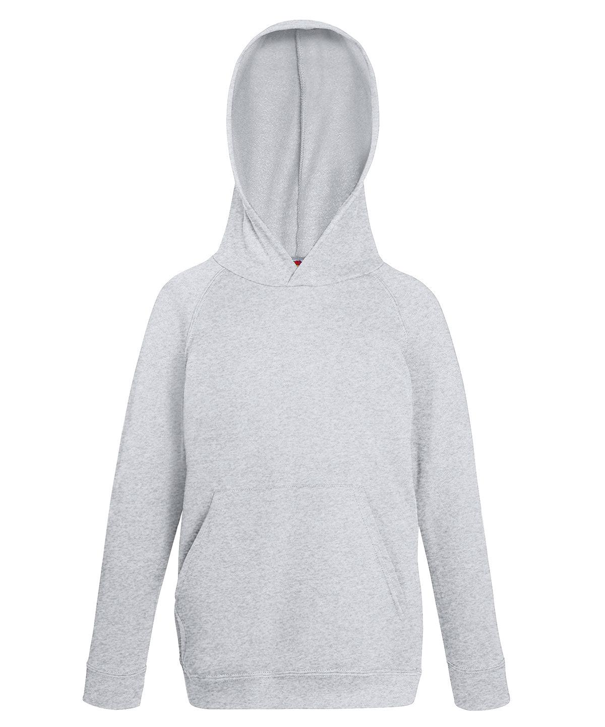 Heather Grey - Kids lightweight hooded sweatshirt Hoodies Fruit of the Loom Hoodies, Junior, Must Haves Schoolwear Centres