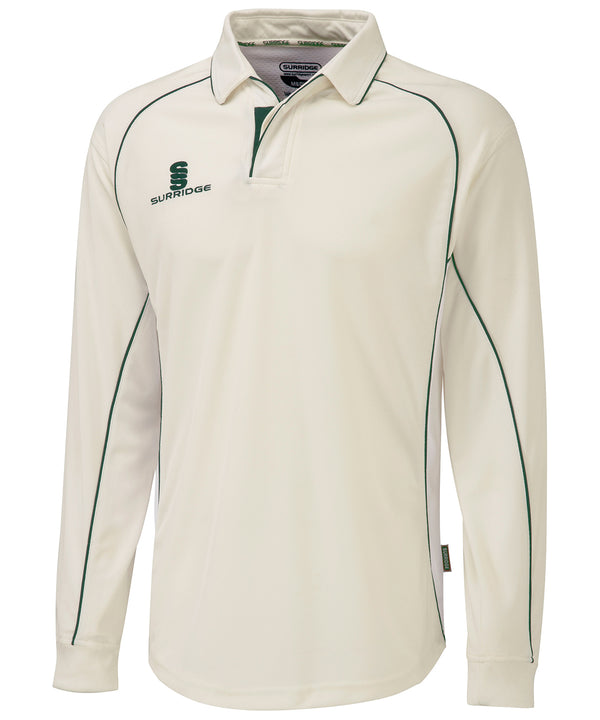 White/Green trim - Premier shirt long sleeve Polos Last Chance to Buy Sports & Leisure Schoolwear Centres