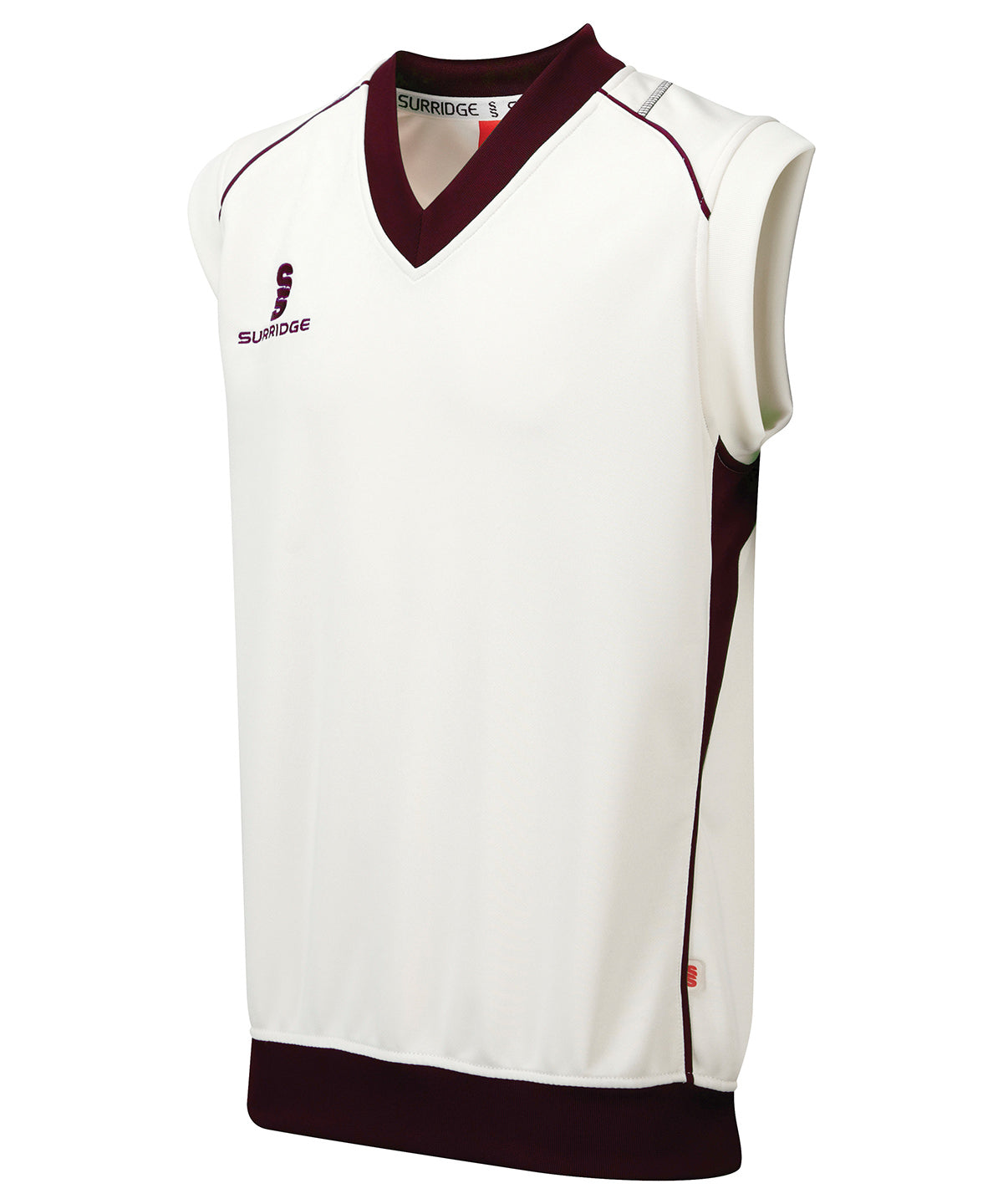 White/Maroon Trim - Curve sleeveless sweater Sweatshirts Last Chance to Buy Sports & Leisure Schoolwear Centres