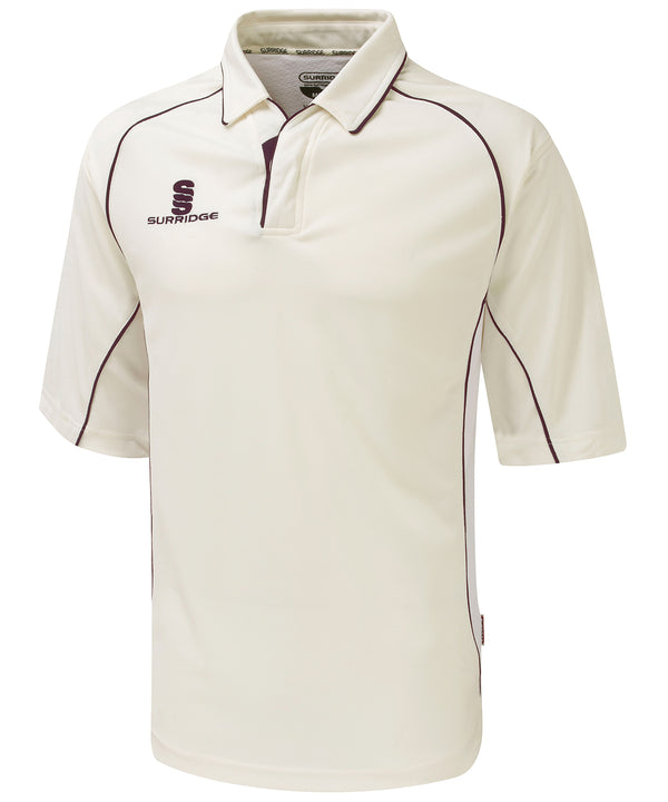 White/Maroon trim - Premier shirt ¾ sleeve - junior Polos Last Chance to Buy Junior, Polos & Casual, Sports & Leisure Schoolwear Centres