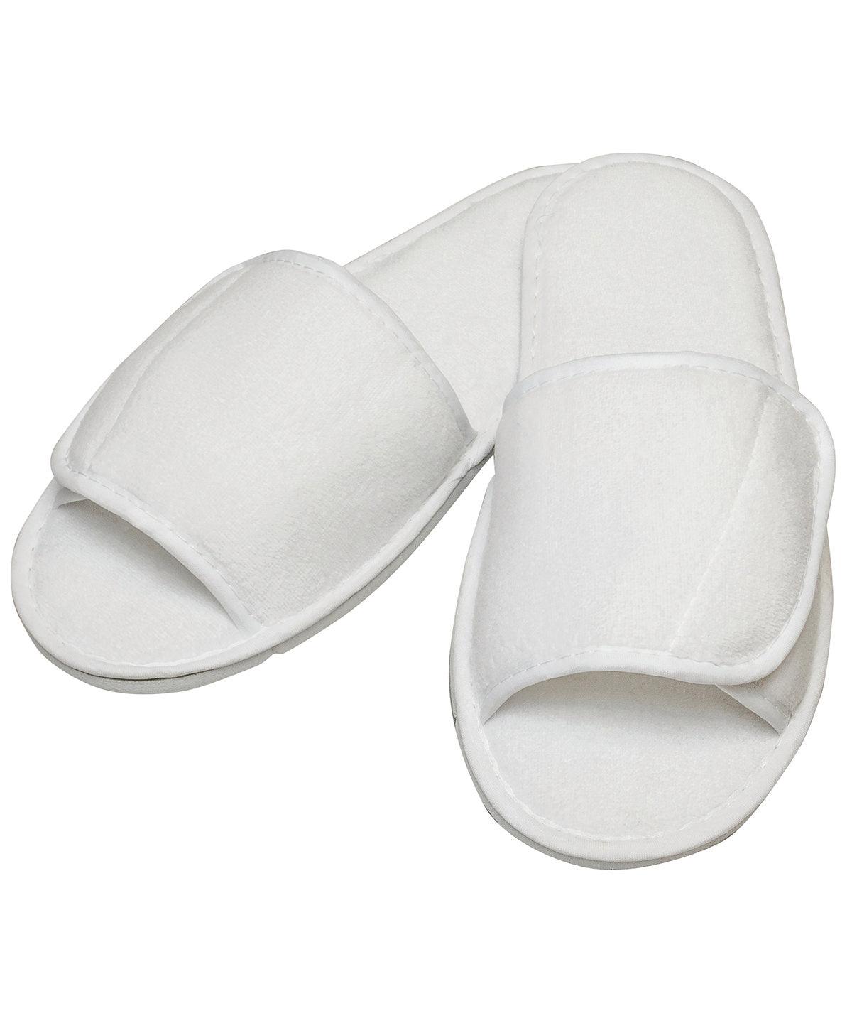 White - Open-toe slippers with hook and loop strap Slippers Towel City Gifting & Accessories, Homewares & Towelling, Sublimation Schoolwear Centres