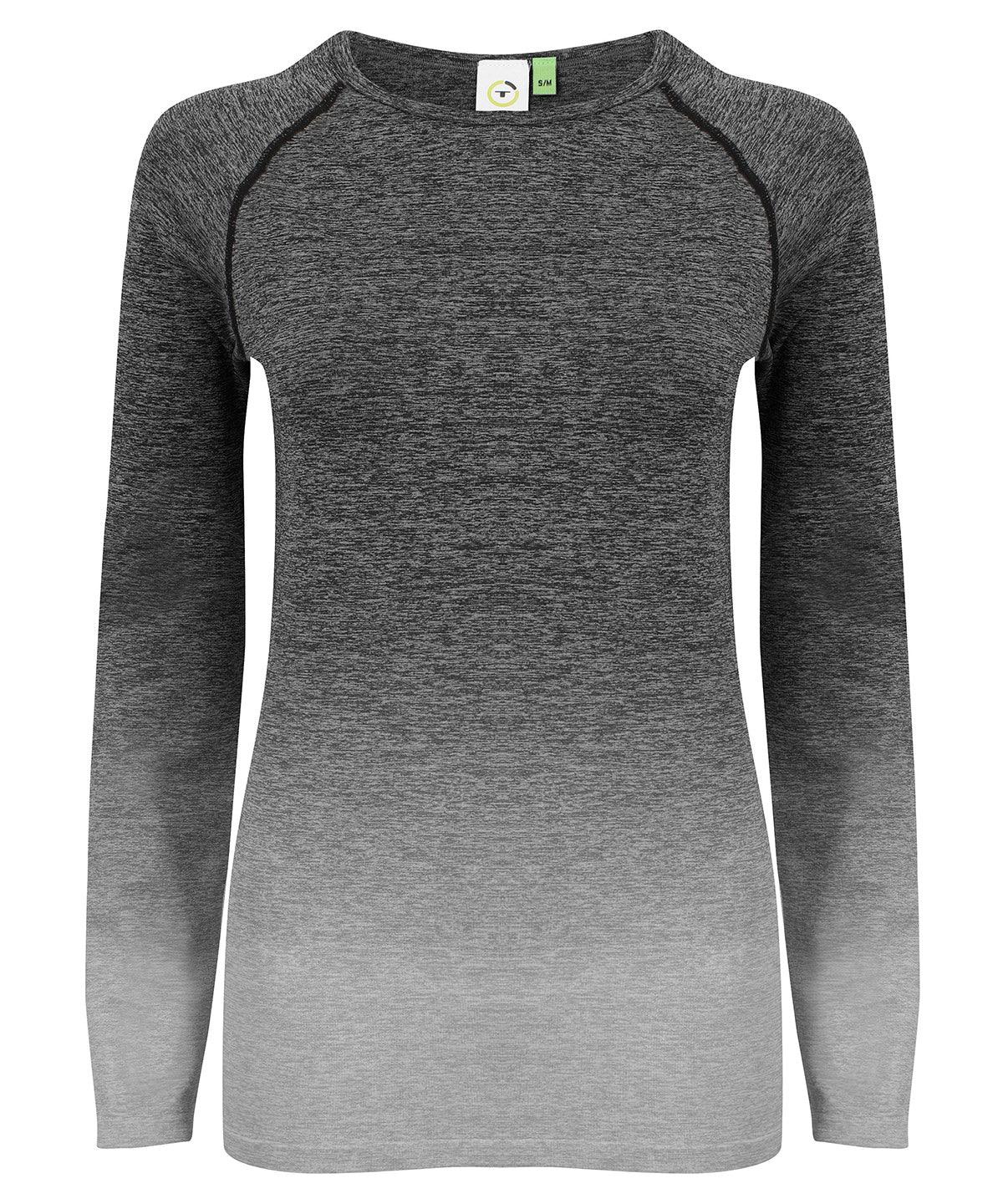 Dark Grey/Light Grey Marl - Women's seamless fade out long sleeve top Baselayers Tombo Activewear & Performance, Athleisurewear, Raladeal - Recently Added, Sports & Leisure Schoolwear Centres