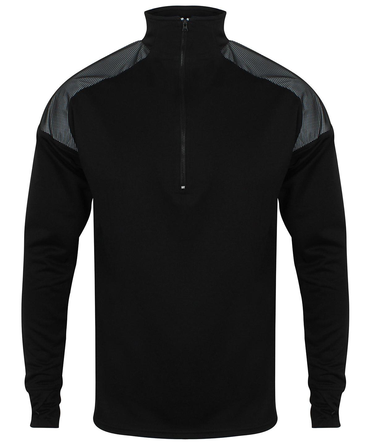 Black - ¼ zip top with reflective panels Sports Overtops Tombo Athleisurewear, Rebrandable, Sale, Sports & Leisure Schoolwear Centres