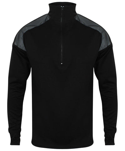 Black - ¼ zip top with reflective panels Sports Overtops Tombo Athleisurewear, Rebrandable, Sale, Sports & Leisure Schoolwear Centres