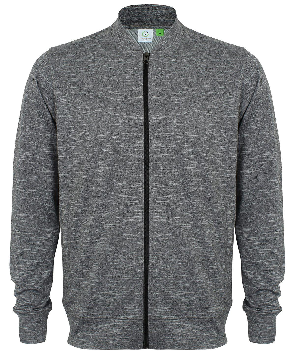 Grey Marl - Track top with baseball rib collar Tracksuits Tombo Athleisurewear, Lightweight layers, Rebrandable, Sports & Leisure Schoolwear Centres