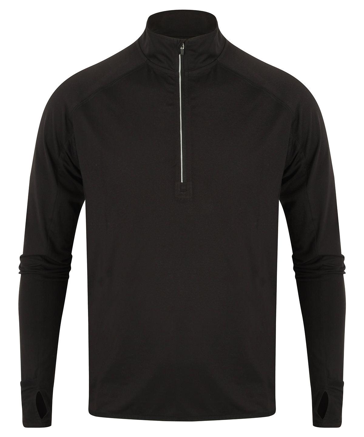 Black - Long-sleeved ¼ zip top Sports Overtops Tombo Activewear & Performance, Sports & Leisure Schoolwear Centres