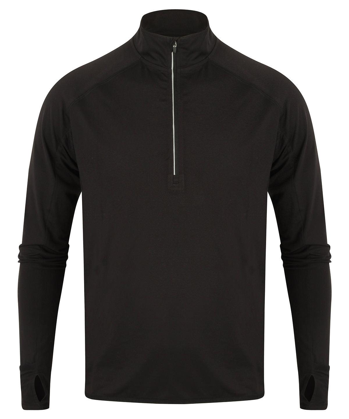 Black - Long-sleeved ¼ zip top Sports Overtops Tombo Activewear & Performance, Sports & Leisure Schoolwear Centres