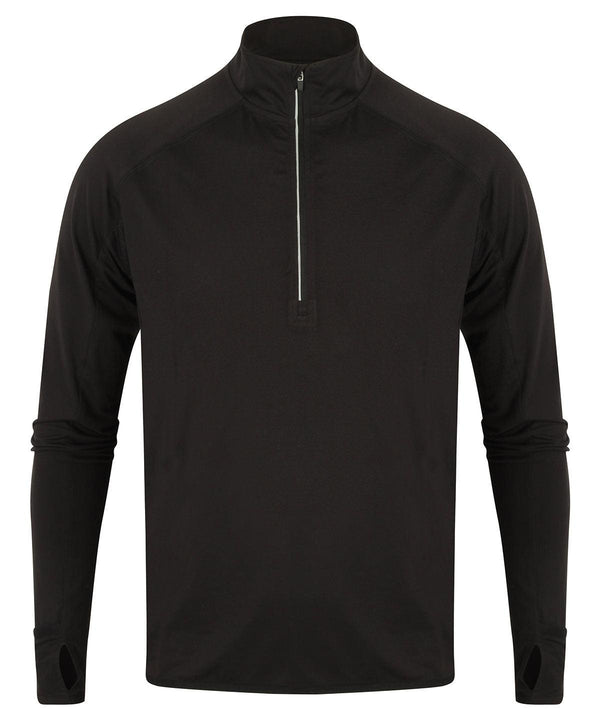 Black - Long-sleeved ¼ zip top Sports Overtops Tombo Activewear & Performance, Sports & Leisure Schoolwear Centres