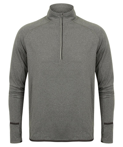 Grey Marl - Long-sleeved ¼ zip top Sports Overtops Tombo Activewear & Performance, Sports & Leisure Schoolwear Centres