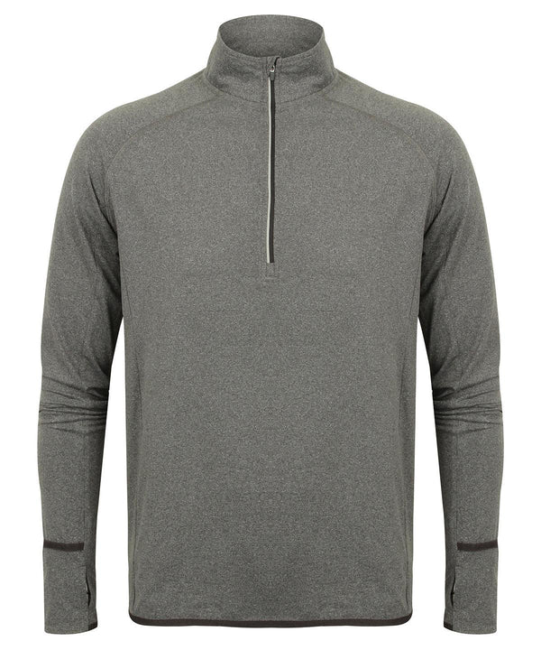 Grey Marl - Long-sleeved ¼ zip top Sports Overtops Tombo Activewear & Performance, Sports & Leisure Schoolwear Centres
