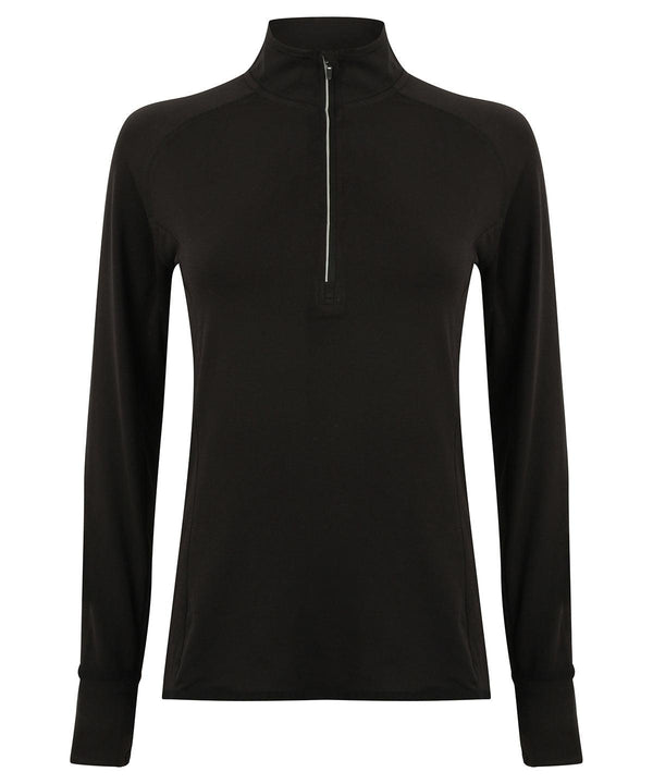 Black - Women's long-sleeved ¼ zip top Sports Overtops Tombo Activewear & Performance, Sports & Leisure Schoolwear Centres