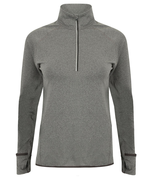 Grey Marl - Women's long-sleeved ¼ zip top Sports Overtops Tombo Activewear & Performance, Sports & Leisure Schoolwear Centres