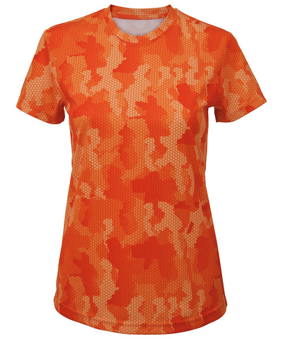 Camo Orange - Women's TriDri® Hexoflage® performance t-shirt T-Shirts TriDri® Activewear & Performance, Athleisurewear, Camo, Exclusives, Rebrandable, Sports & Leisure, T-Shirts & Vests, Women's Fashion Schoolwear Centres