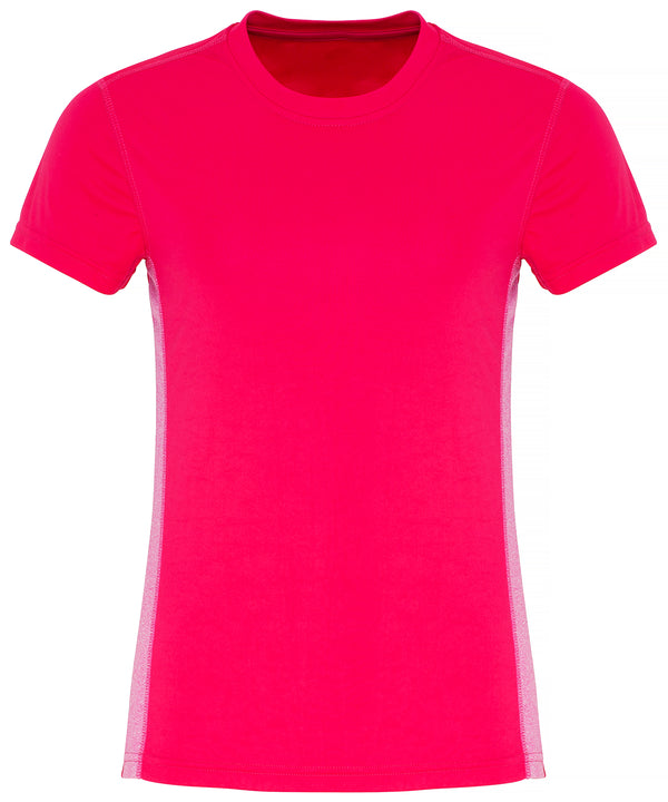Hot Pink/Pink Melange - Women's TriDri® contrast panel performance t-shirt T-Shirts TriDri® Activewear & Performance, Exclusives, Rebrandable, Sports & Leisure, T-Shirts & Vests, UPF Protection Schoolwear Centres