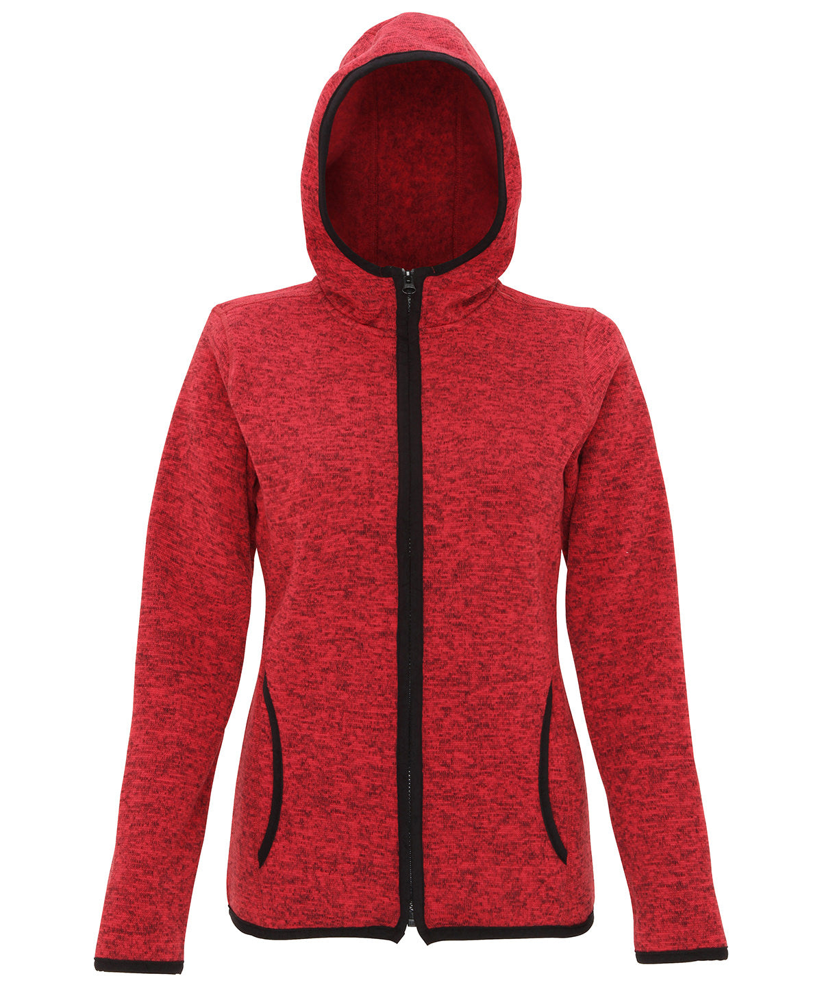 Fire Red/Black Fleck - Women's TriDri® melange knit fleece jacket Jackets TriDri® Activewear & Performance, Athleisurewear, Exclusives, Outdoor Sports, Rebrandable, Sports & Leisure Schoolwear Centres