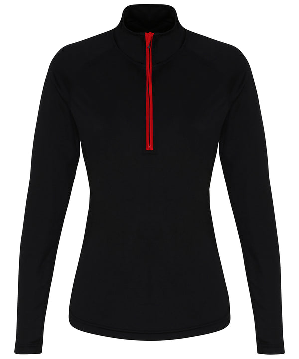 Black/Red - Women's TriDri® performance ¼ zip Sports Overtops TriDri® Activewear & Performance, Athleisurewear, Back to Fitness, Exclusives, Outdoor Sports, Rebrandable, Sports & Leisure, UPF Protection Schoolwear Centres