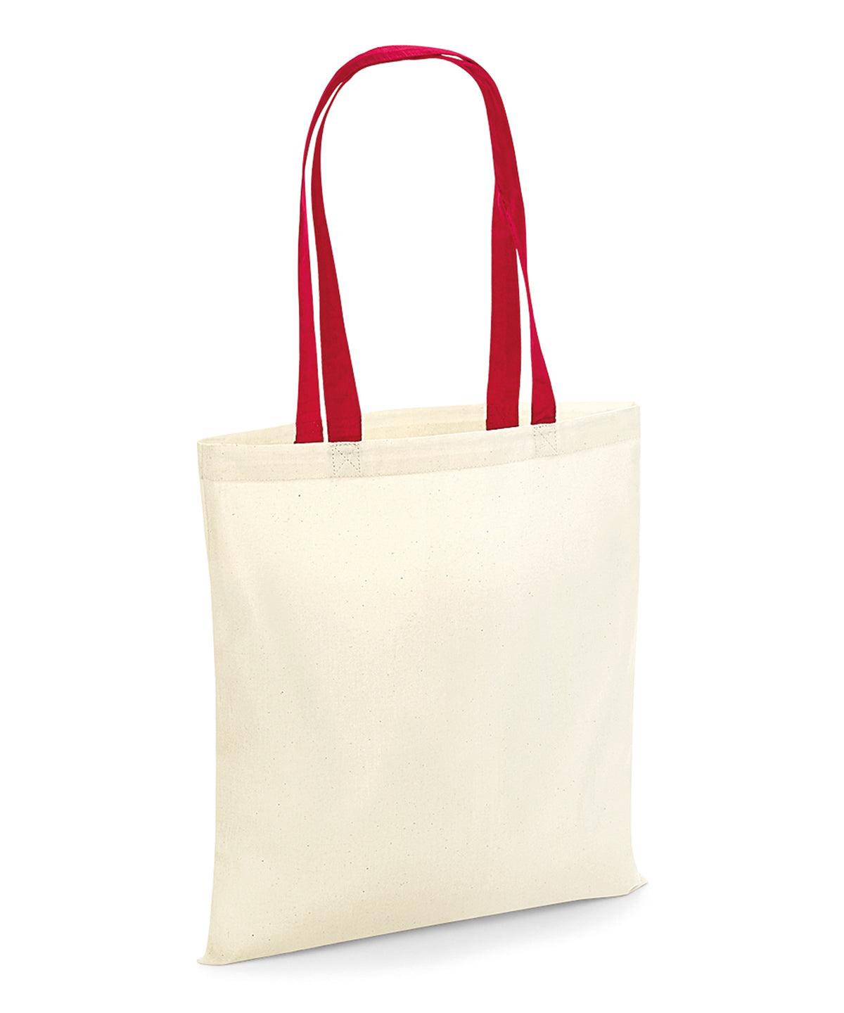 Natural/Classic Red - Bag for life - contrast handles Bags Westford Mill Bags & Luggage Schoolwear Centres