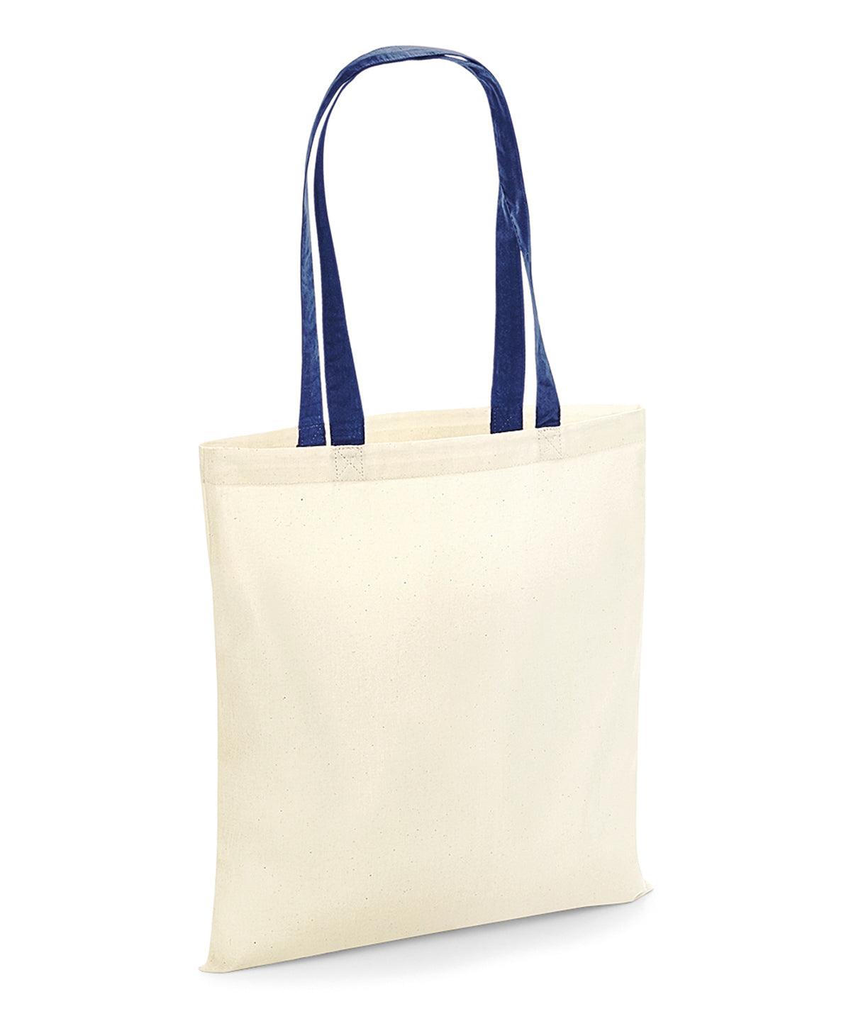 Natural/French Navy - Bag for life - contrast handles Bags Westford Mill Bags & Luggage Schoolwear Centres