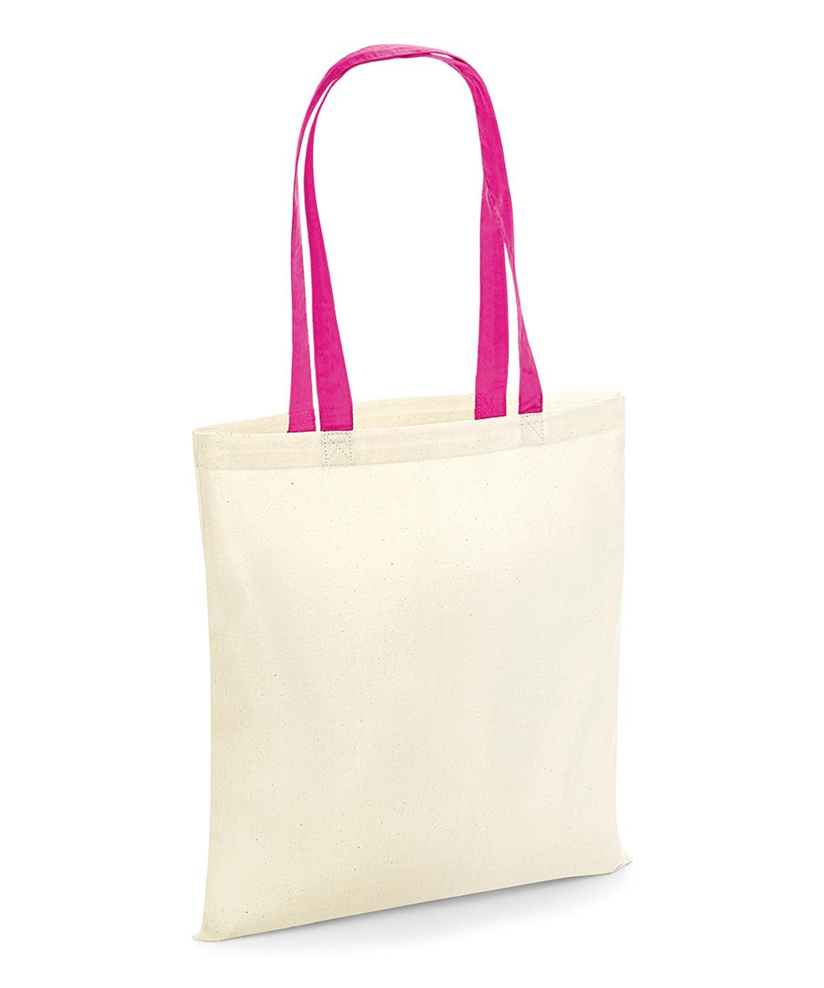 Natural/Fuchsia - Bag for life - contrast handles Bags Westford Mill Bags & Luggage Schoolwear Centres
