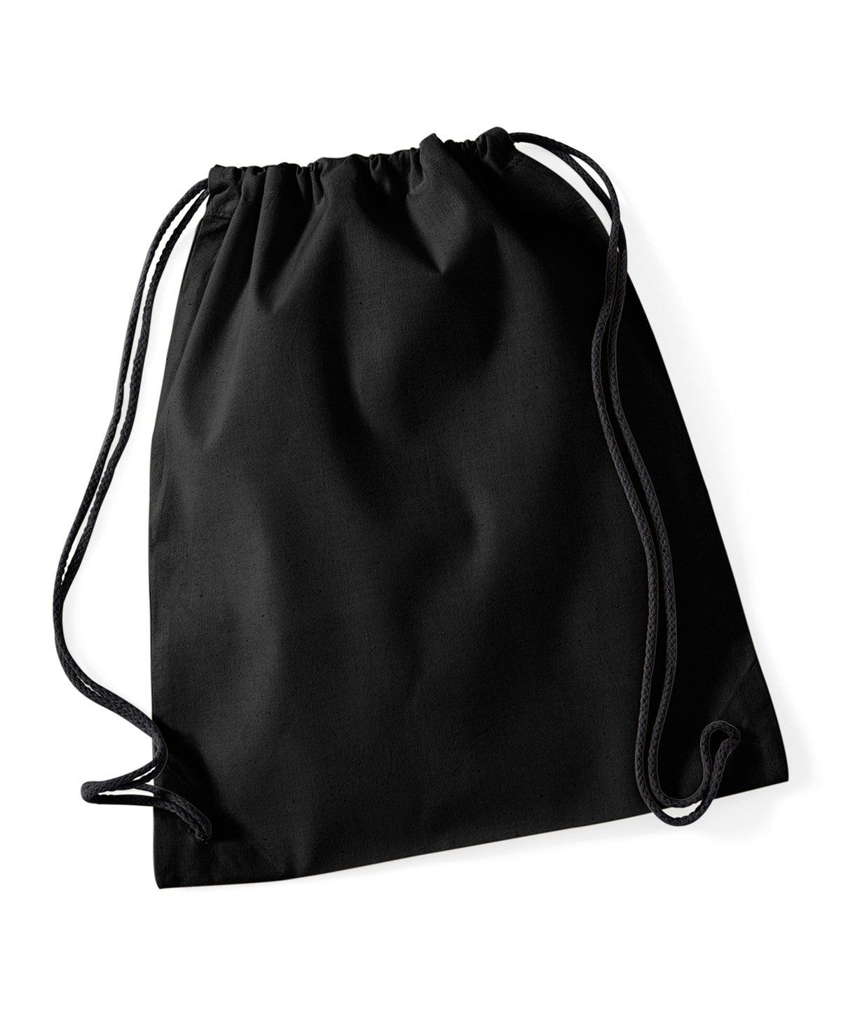 Black/Black - Cotton gymsac Bags Westford Mill Bags & Luggage, Junior, Must Haves, Pastels and Tie Dye Schoolwear Centres