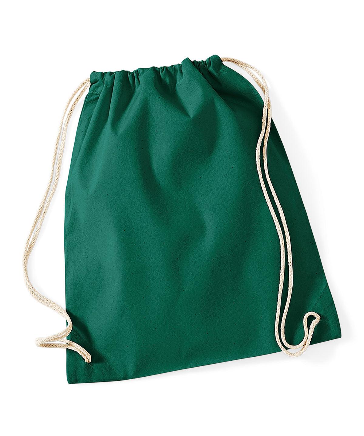 Bottle Green - Cotton gymsac Bags Westford Mill Bags & Luggage, Junior, Must Haves, Pastels and Tie Dye Schoolwear Centres