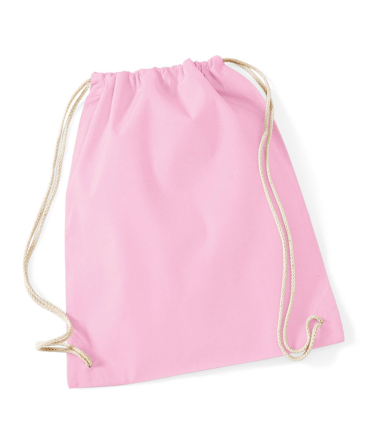Classic Pink/White - Cotton gymsac Bags Westford Mill Bags & Luggage, Junior, Must Haves, Pastels and Tie Dye Schoolwear Centres