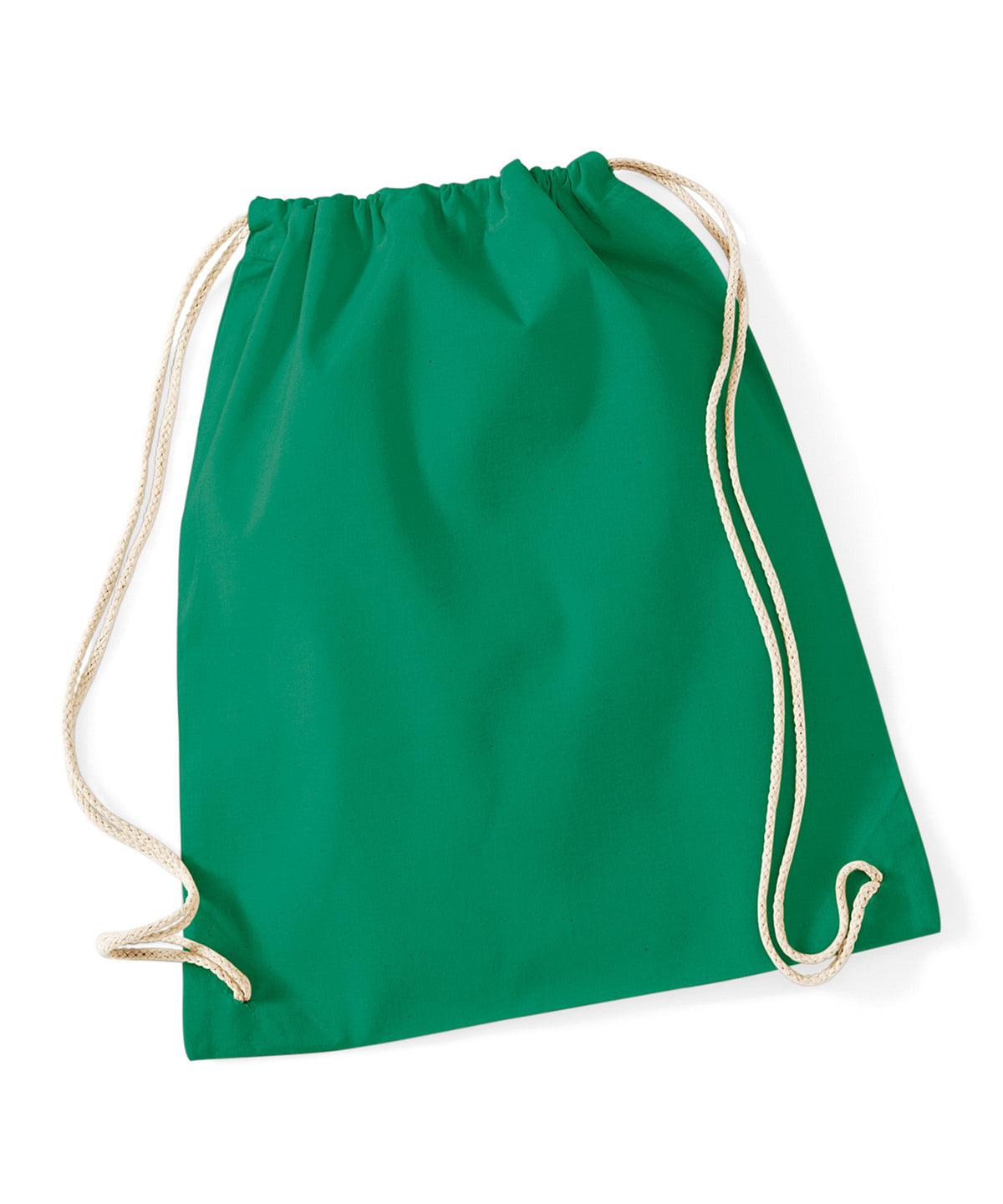 Kelly Green - Cotton gymsac Bags Westford Mill Bags & Luggage, Junior, Must Haves, Pastels and Tie Dye Schoolwear Centres
