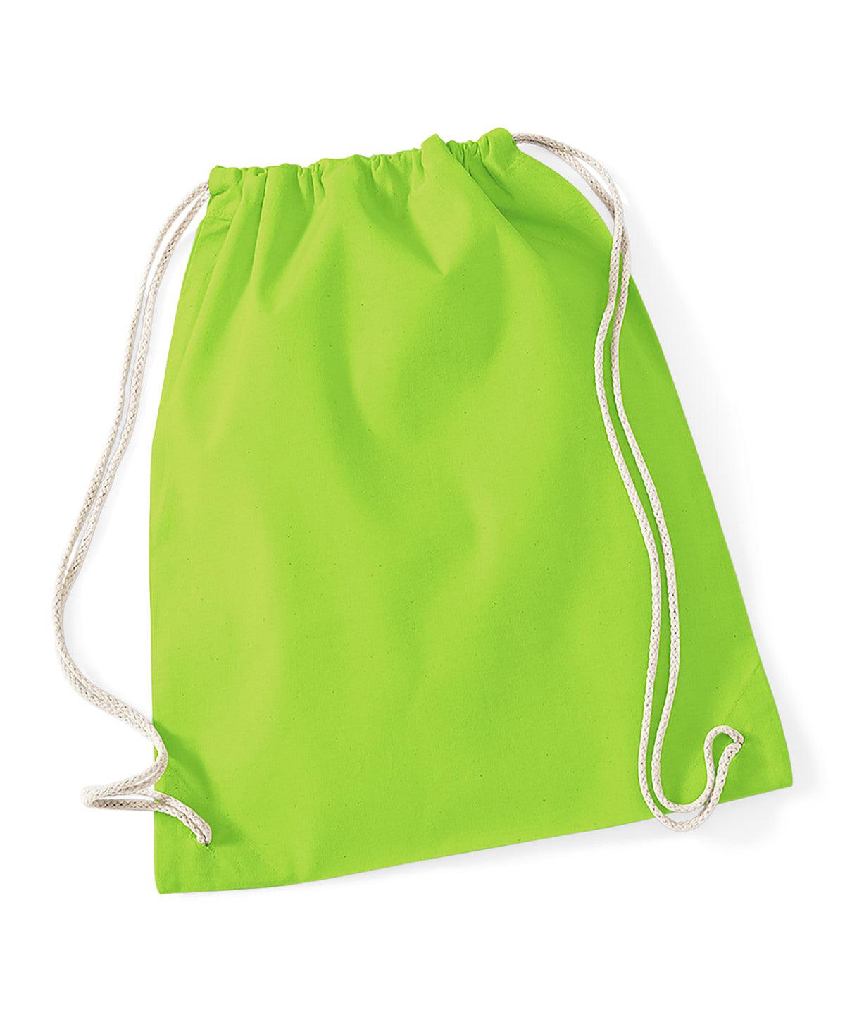 Lime Green - Cotton gymsac Bags Westford Mill Bags & Luggage, Junior, Must Haves, Pastels and Tie Dye Schoolwear Centres