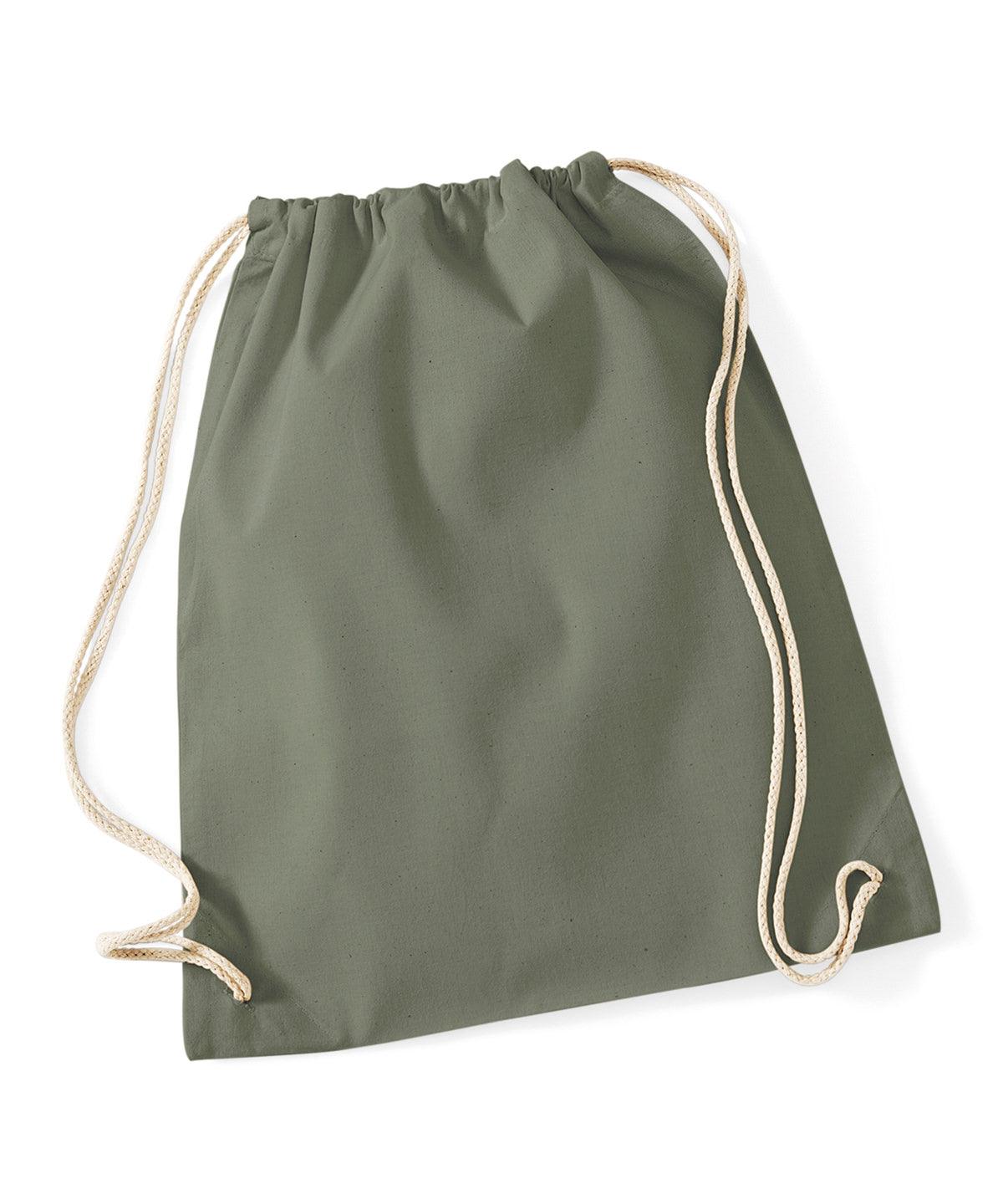 Olive Green - Cotton gymsac Bags Westford Mill Bags & Luggage, Junior, Must Haves, Pastels and Tie Dye Schoolwear Centres