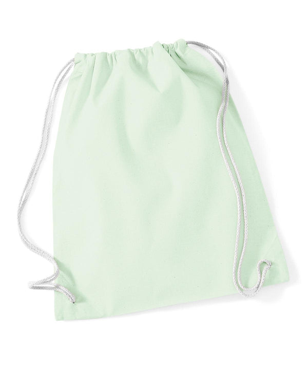Pastel Mint/White - Cotton gymsac Bags Westford Mill Bags & Luggage, Junior, Must Haves, Pastels and Tie Dye Schoolwear Centres