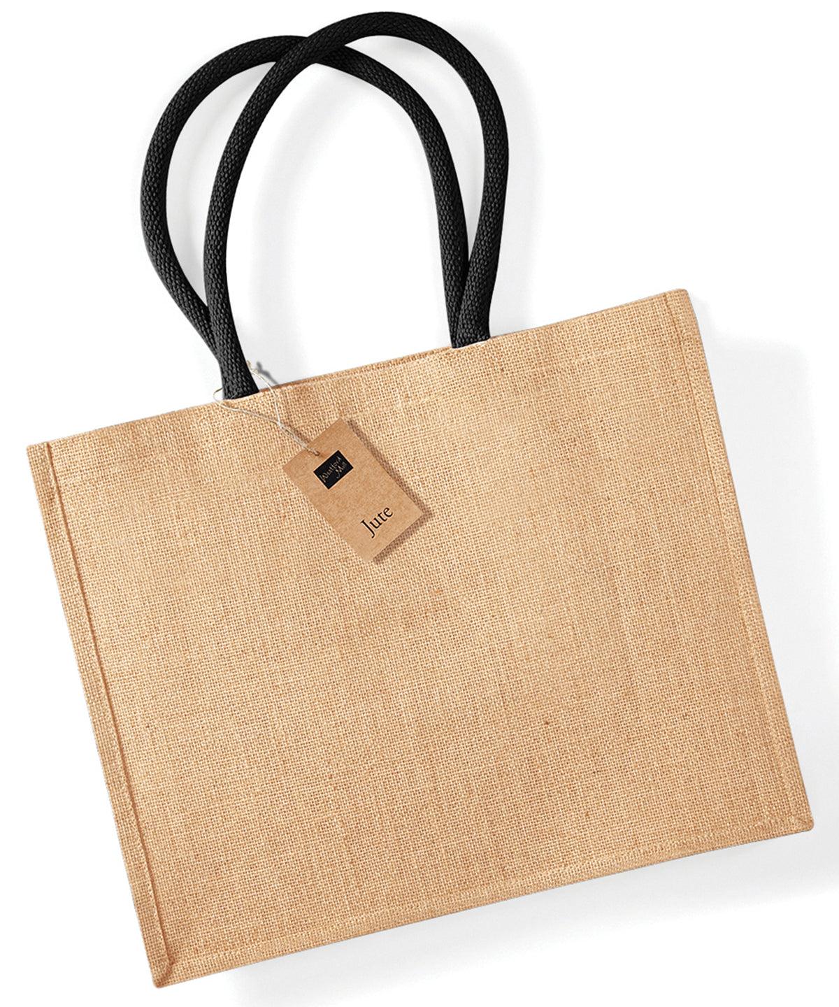 Natural/Black - Jute classic shopper Bags Westford Mill Bags & Luggage, Must Haves Schoolwear Centres