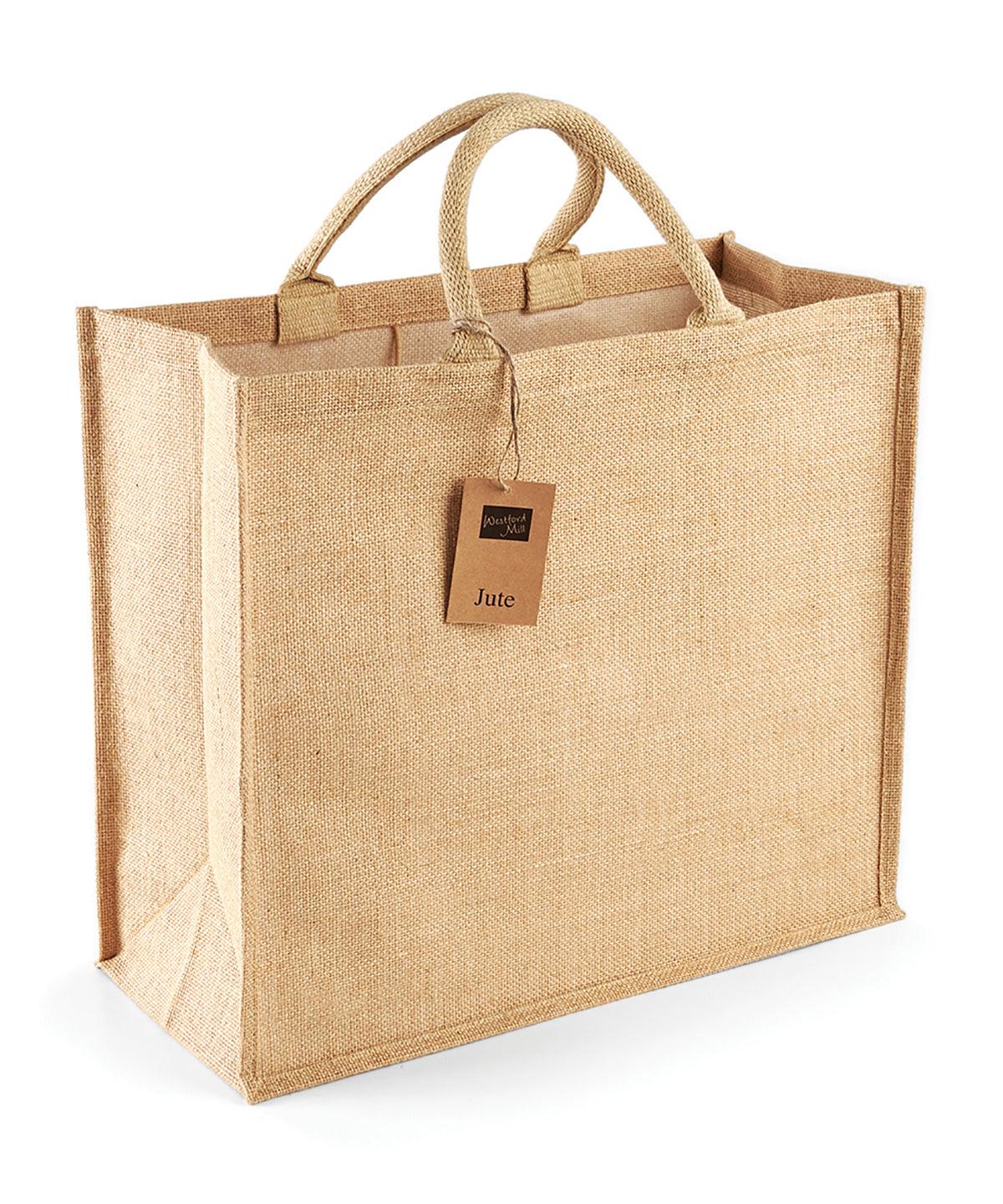 Natural - Jute jumbo shopper Bags Westford Mill Bags & Luggage Schoolwear Centres