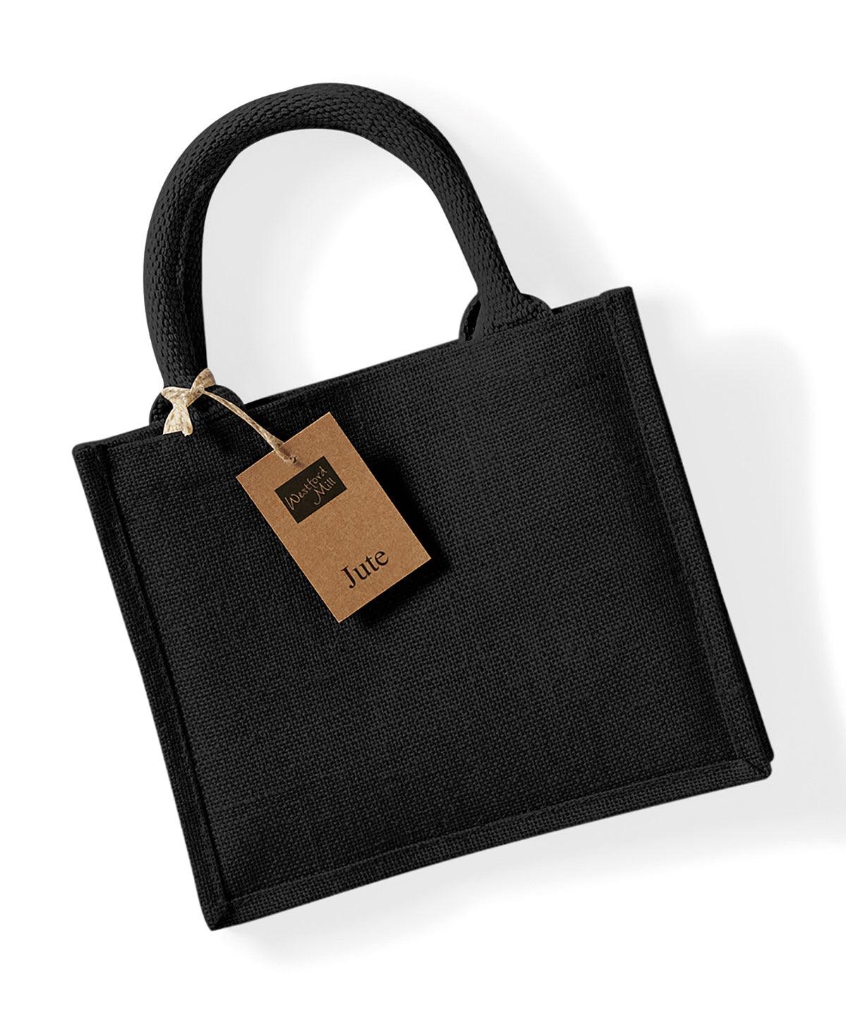 Black/Black - Jute mini gift bag Bags Westford Mill Bags & Luggage Schoolwear Centres