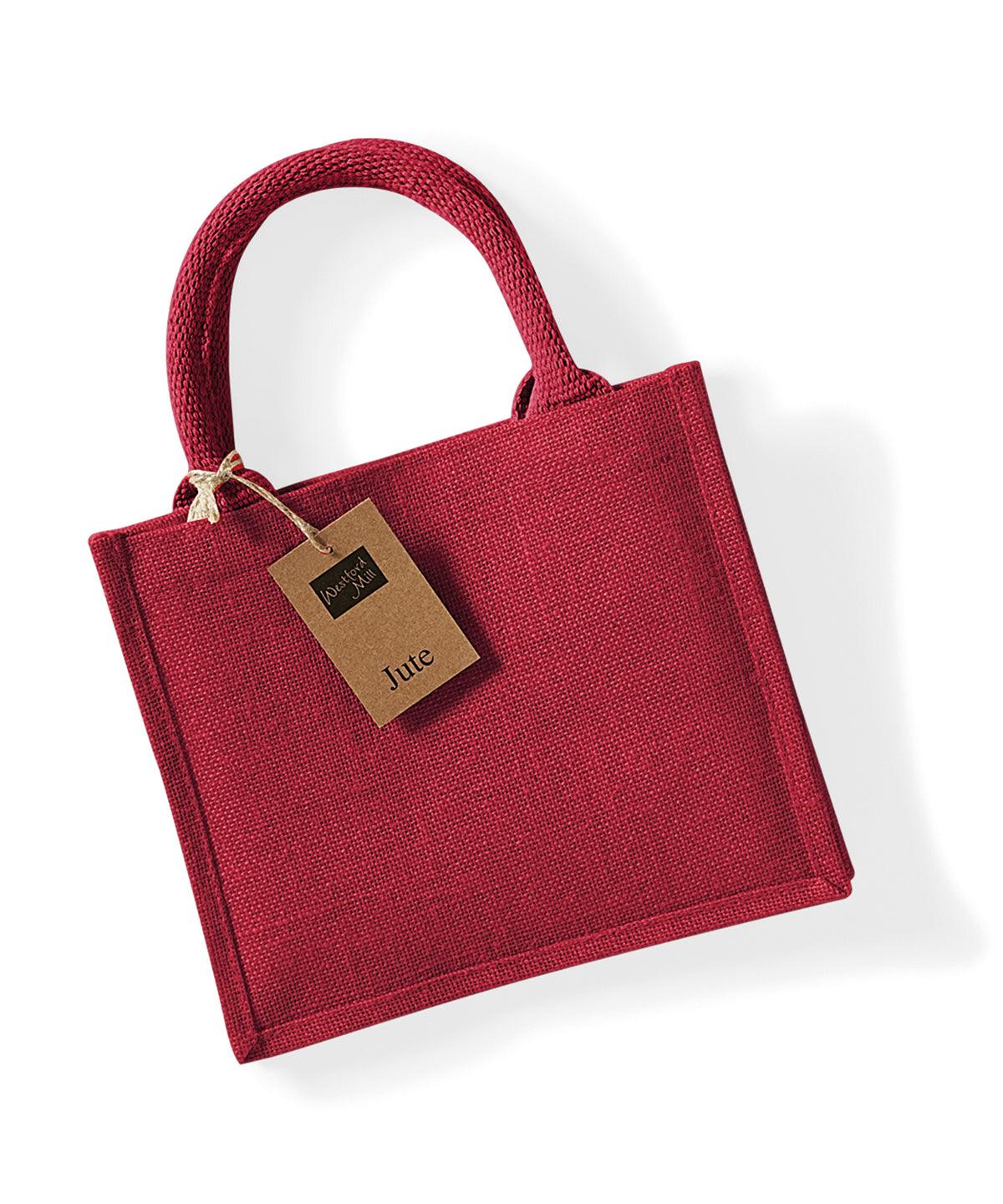 Red/Red - Jute mini gift bag Bags Westford Mill Bags & Luggage Schoolwear Centres