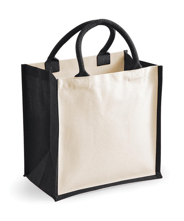 Black - Printers midi jute tote Bags Westford Mill Bags & Luggage Schoolwear Centres