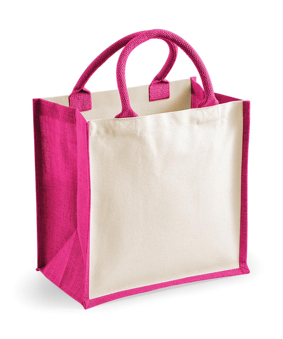 Fuchsia - Printers midi jute tote Bags Westford Mill Bags & Luggage Schoolwear Centres