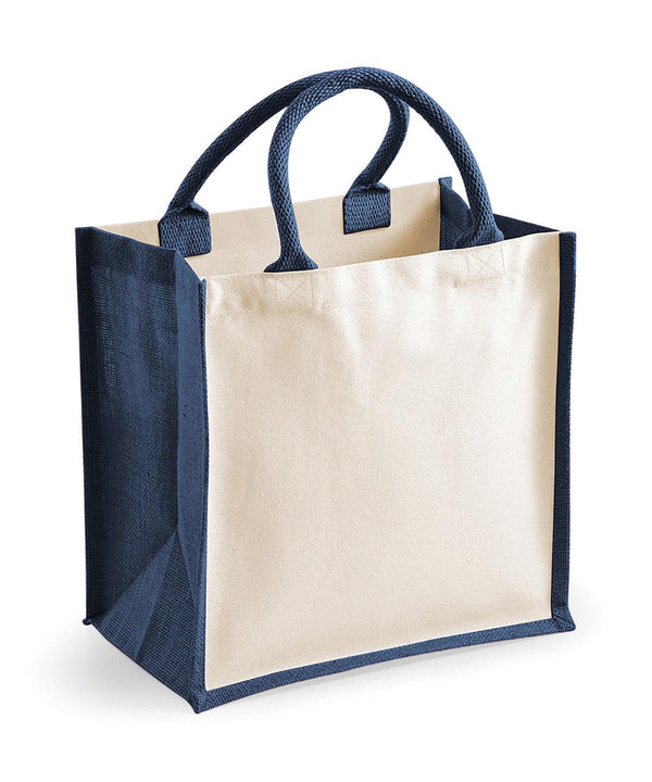 Navy - Printers midi jute tote Bags Westford Mill Bags & Luggage Schoolwear Centres