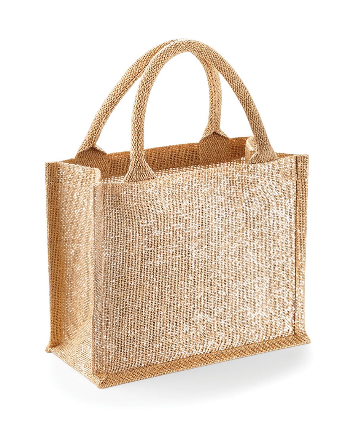 Natural Gold - Shimmer jute mini gift bag Bags Westford Mill Bags & Luggage, Christmas Schoolwear Centres