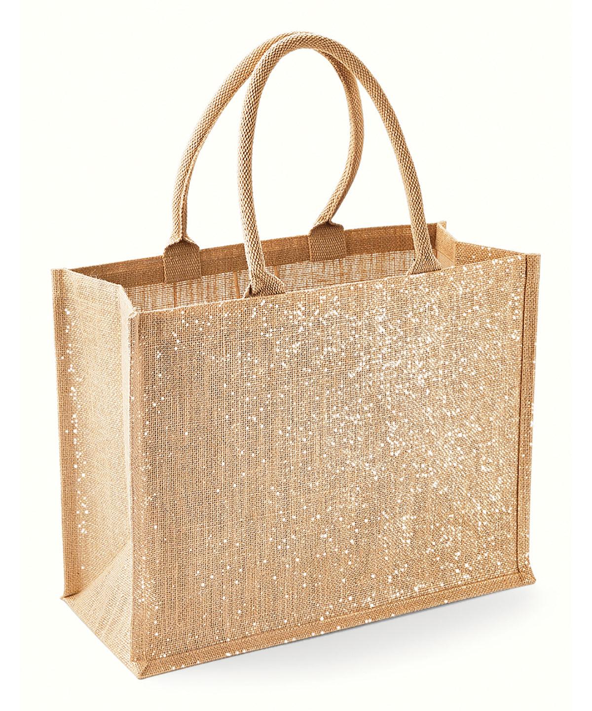 Natural Gold - Shimmer jute shopper Bags Westford Mill Bags & Luggage, Christmas Schoolwear Centres
