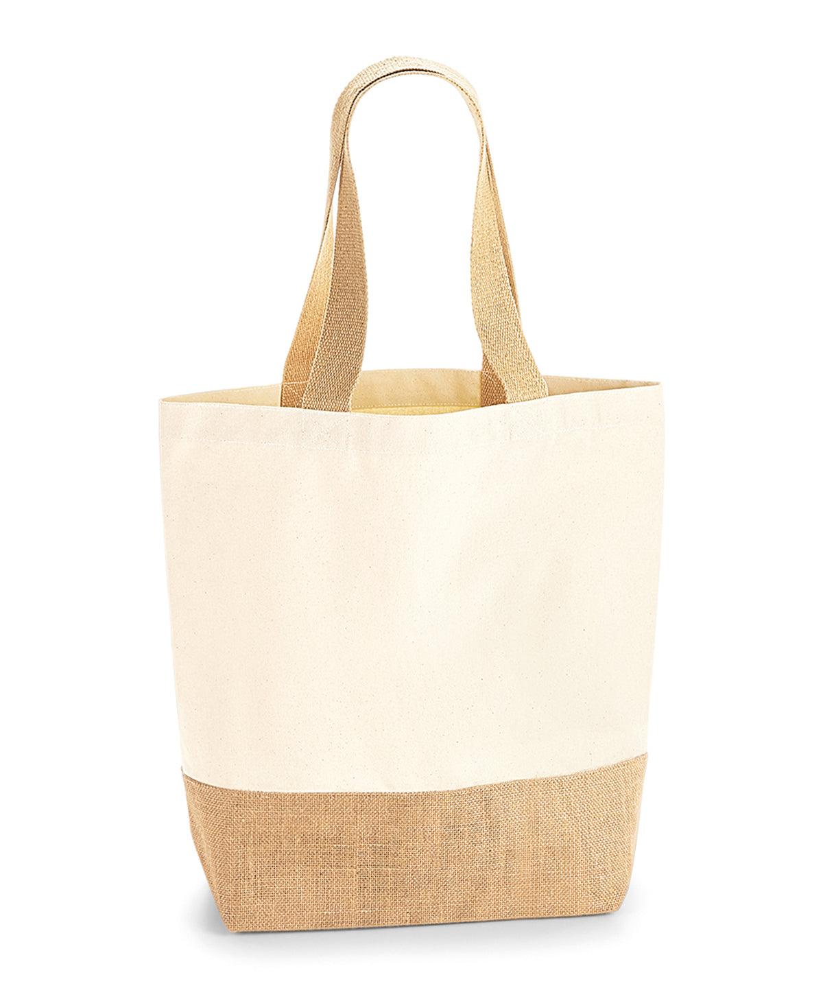 Natural - Jute base canvas shopper Bags Westford Mill Bags & Luggage Schoolwear Centres