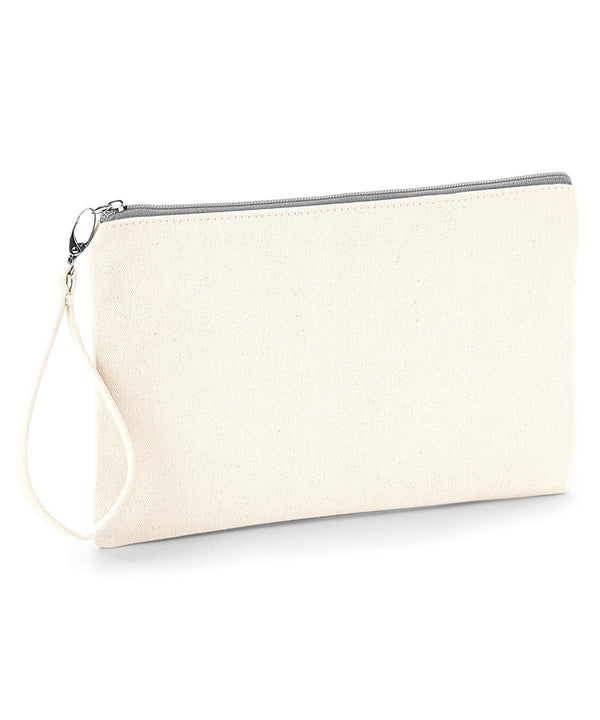 Natural/Light Grey - Canvas wristlet pouch Bags Westford Mill Bags & Luggage Schoolwear Centres